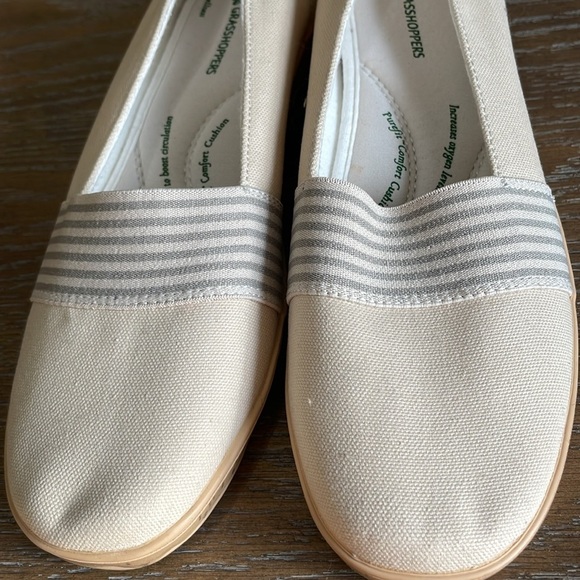 Grasshoppers Women Cream Canvas Clipper Slip On Shoes Comfort Cushion Size 7-1/2 - Picture 6 of 8